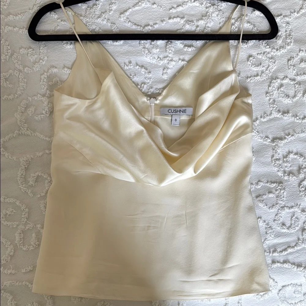 Elegant Cream Satin Cowl Neck Top - Picture 4 of 5